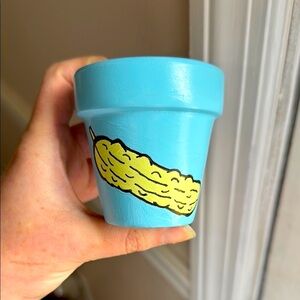Hand-Painted Blue and Green Pickle 2” Pot